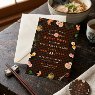 Convite Festa de Aniversário de Amantes de Ramen Japonês F
