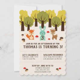 Convite Festa de aniversário de animais da floresta em bru