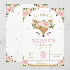 Convite Festa de aniversário De Animais Da Floresta Floral