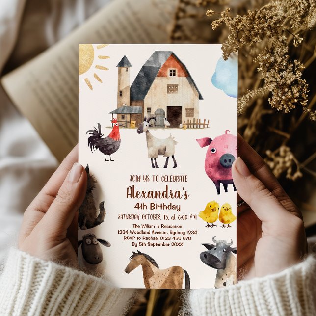 Convite Festa de aniversário de animais de exploração (Criador carregado)