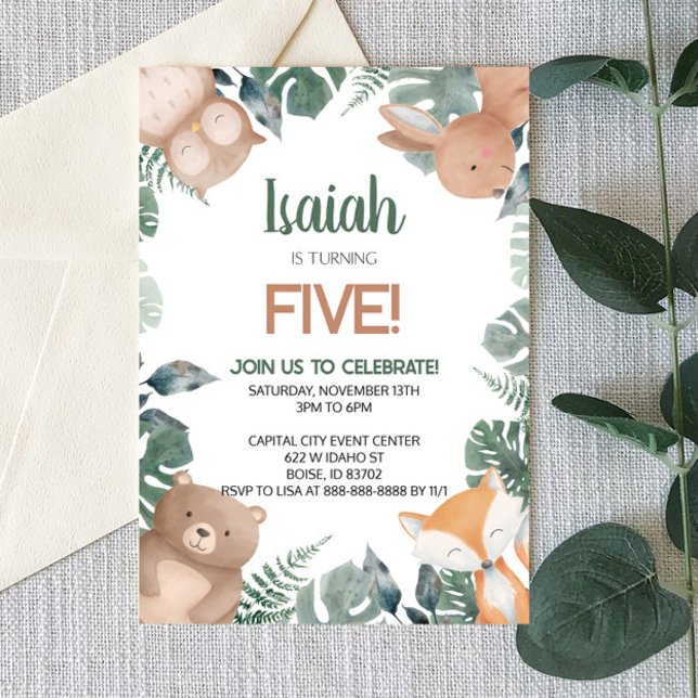 Convite Festa de aniversário de Animais do Jardim Zoológic (Criador carregado)