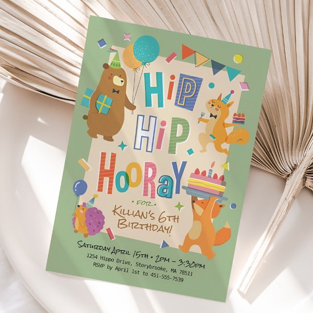 Convite Festa de aniversário de Animais do Partido Woodlan (Criador carregado)