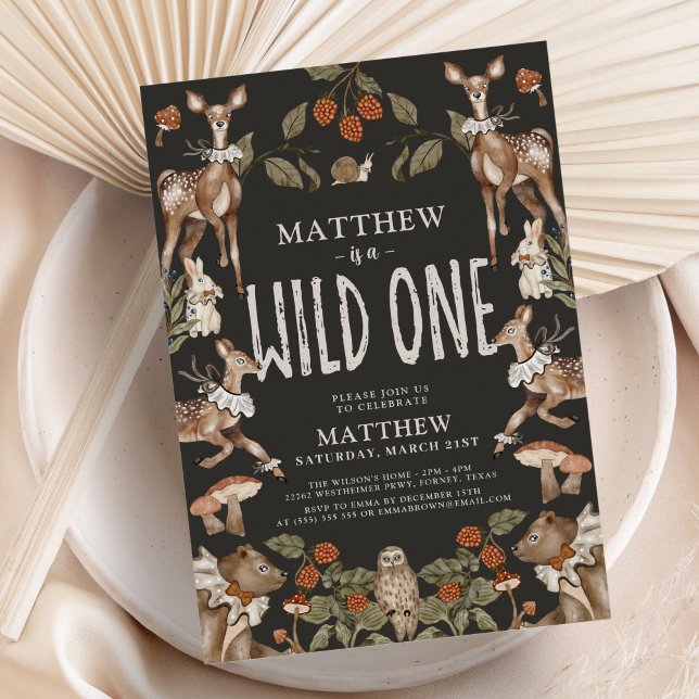 Convite Festa de aniversário de Animais Florestais Selvage (Criador carregado)