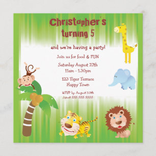 Convite Festa de aniversário de Animais Selvagens