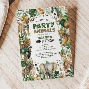 Convite Festa de aniversário de animais selvagens da selva
