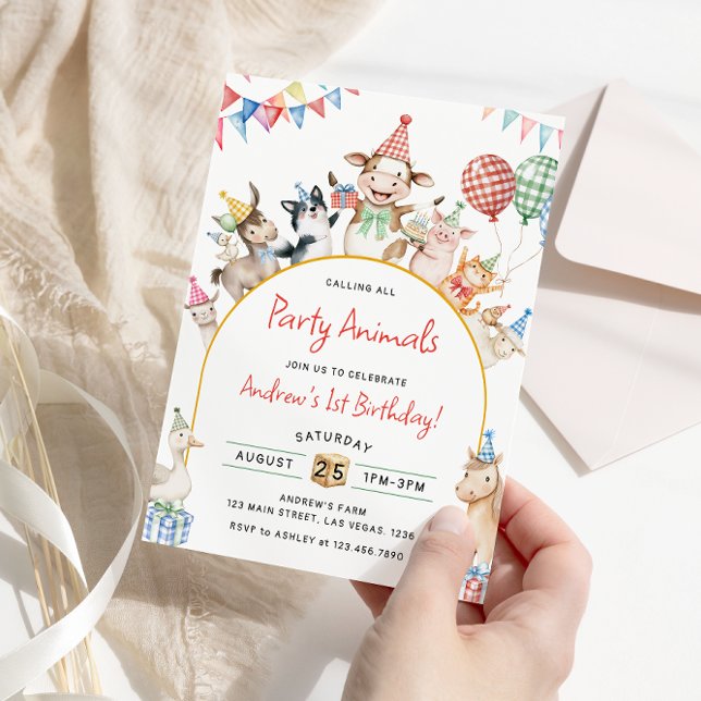 Convite Festa de aniversário de Aniversário de Animais de  (Criador carregado)
