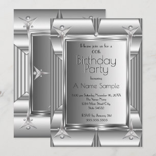 Convite Festa de aniversário de aparência do Chrome Metal 