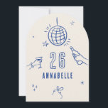 Convite festa de aniversário de aranha desenhada à mão<br><div class="desc">Creme e azul branco desenhado à mão para a idade editável bebidas cocktail arco coquetel coquette.</div>