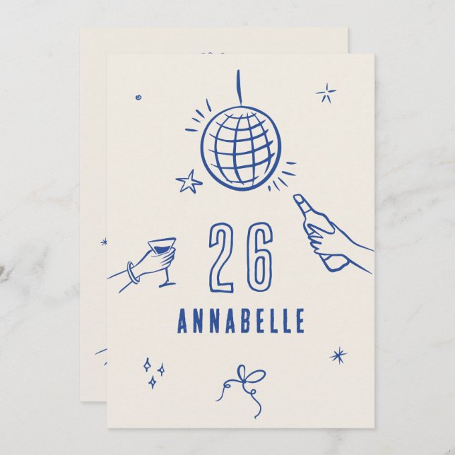 Convite festa de aniversário de aranha desenhada à mão (Frente/Verso)