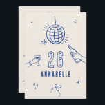 Convite festa de aniversário de aranha desenhada à mão<br><div class="desc">Creme e azul branco desenhado à mão para a idade editável bebidas cocktail arco coquetel coquette.</div>