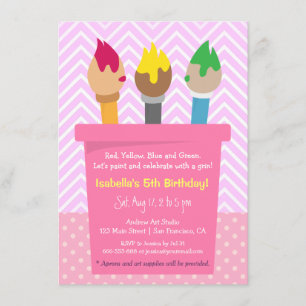 Convite Festa de aniversário de Artes de Pintura de Bolin