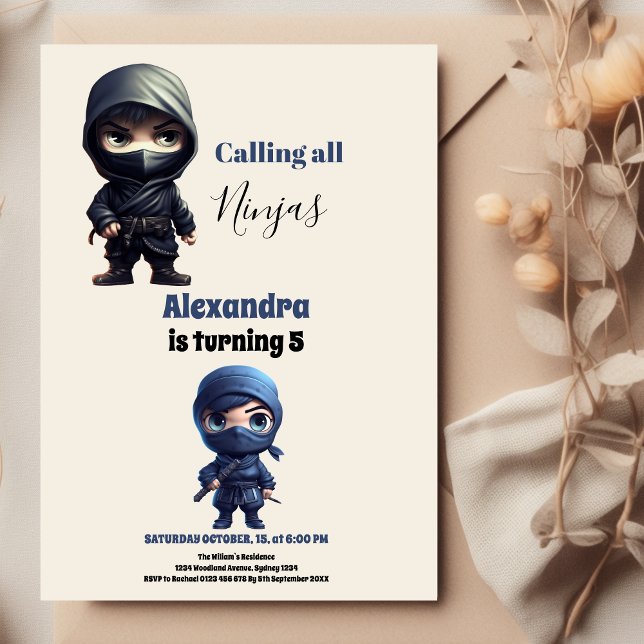 Convite Festa de aniversário de Artes Marciais Ninja Karat (Criador carregado)