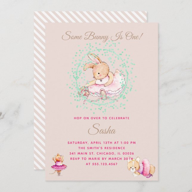 Convite Festa de aniversário de balés (Frente/Verso)