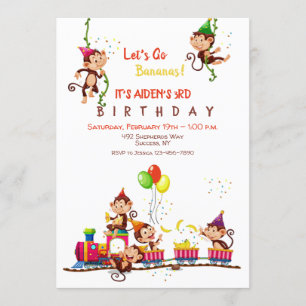 Convite Festa de aniversário de Bananas de vamos