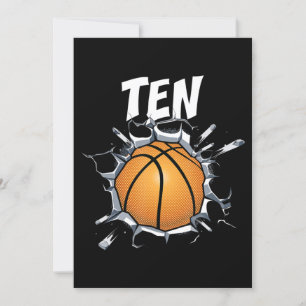 Convite Festa de Aniversário de Basquete de 10 Anos Menino