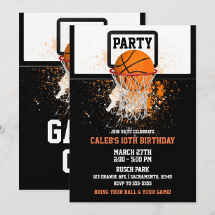 Convite Festa de Aniversário de Basquete e Esportes com Ar