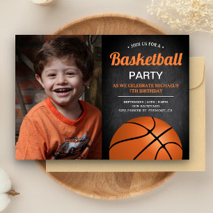 Convite Festa de Aniversário de Basquete Infantil em Quadr