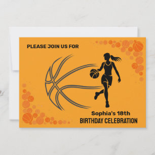 Convite Festa de aniversário de basquete, jogador de basqu
