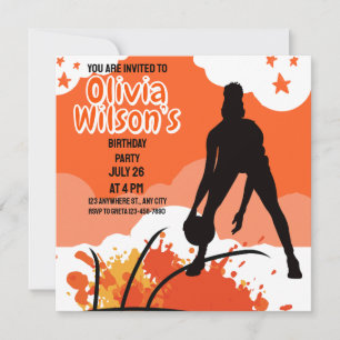 Convite Festa de aniversário de basquete, jogador de basqu