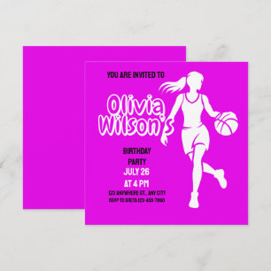 Convite Festa de aniversário de basquete, jogador de basqu
