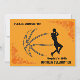 Convite Festa de aniversário de basquete, jogador de basqu