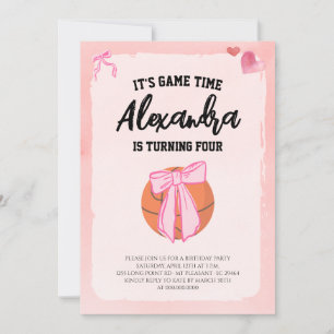 Convite Festa de Aniversário de Basquete para Meninas Coqu
