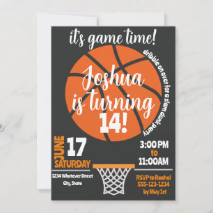 Convite Festa de aniversário de basquete personalizada