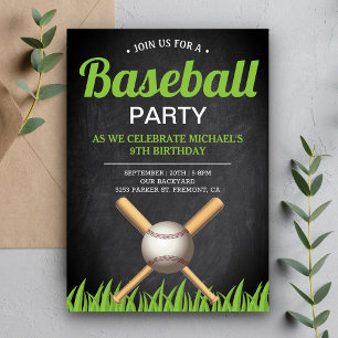 Convite Festa de Aniversário de Beisebol Infantil Chalkboa
