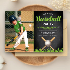 Convite Festa de Aniversário de Beisebol Infantil em Quadr