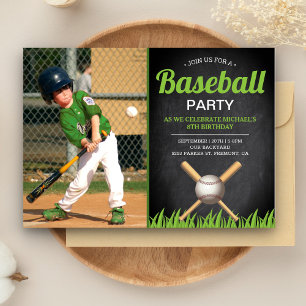 Convite Festa de Aniversário de Beisebol Infantil em Quadr