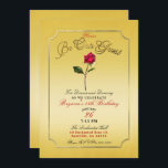 Convite Festa de aniversário de beleza Rosa vermelha Doura<br><div class="desc">Convites de aniversário</div>