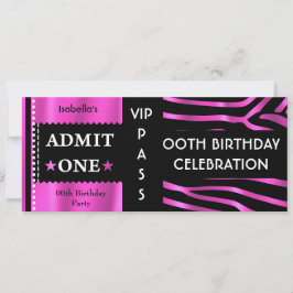 Convite Festa de aniversário de Bilhete de Admissão, Zebra