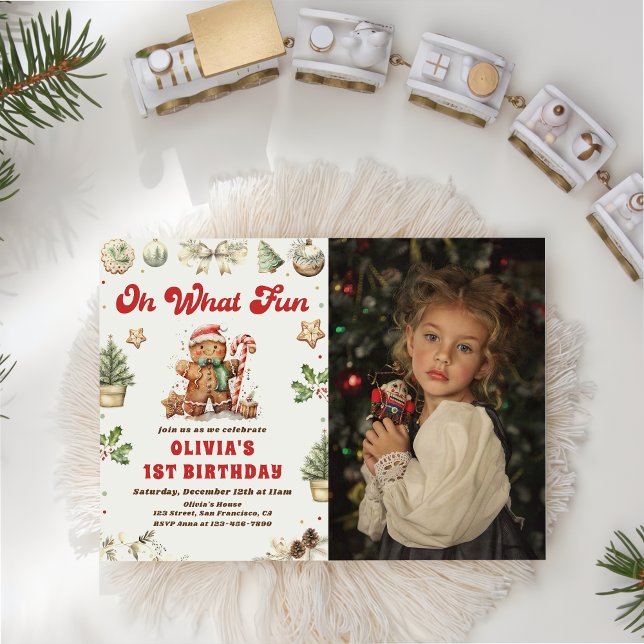 Convite Festa de aniversário de Biscoito de Natal Verde Oh (Criador carregado)