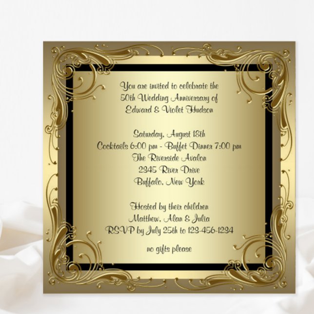 Convite Festa de Aniversário de Bodas de 50 Anos Elegant G (You can change all text, font style and wording as needed on this beautiful any occasion design.)