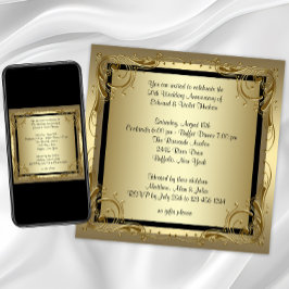 Convite Festa de Aniversário de Bodas de Ouro de 50 Anos E