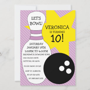 Convite Festa de aniversário de Boliche de Bash Boliche L