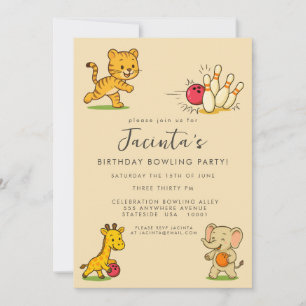 Convite Festa de aniversário de Boliche de dez pinos perso