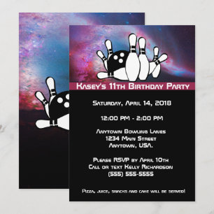 Convite Festa de aniversário de Boliches de galáxia cós
