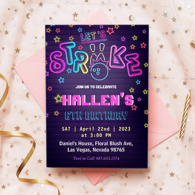 Convite Festa de aniversário de Boliches de Greve de vamos (Criador carregado)