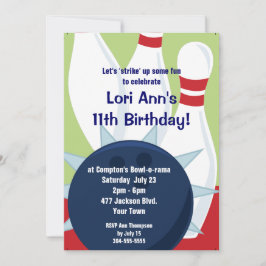 Convite Festa de aniversário de Boliches personalizável