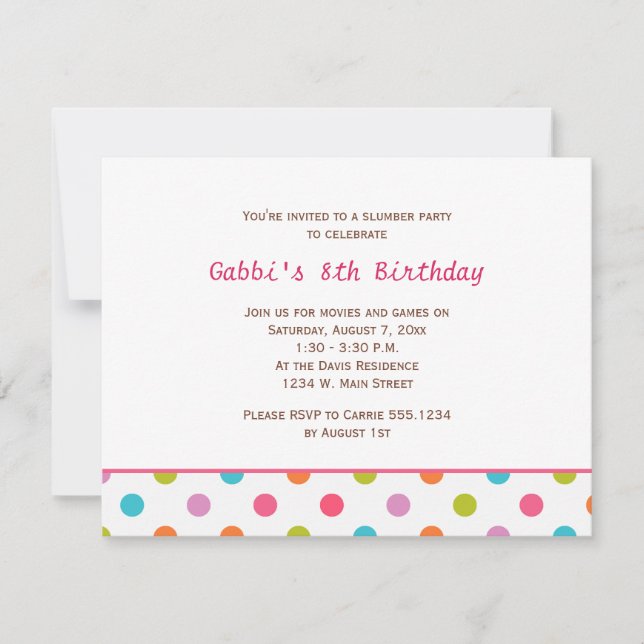 Convite Festa de aniversário de Bolinhas Coloridas Bonitas (Frente)