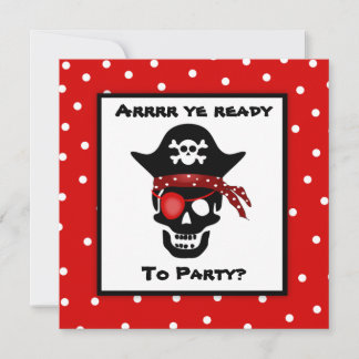 Convite Festa de aniversário de Bolinhas Pirata do Crânio 