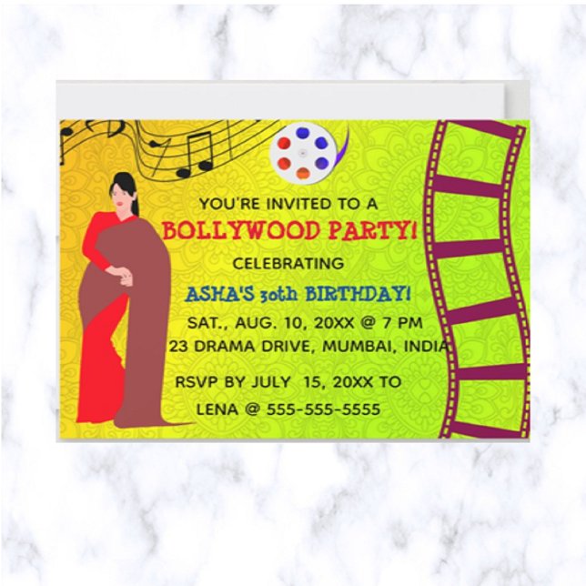 Convite Festa de aniversário de Bollywood editável (Having a Bollywood Party? This is a great invitation for your event!)