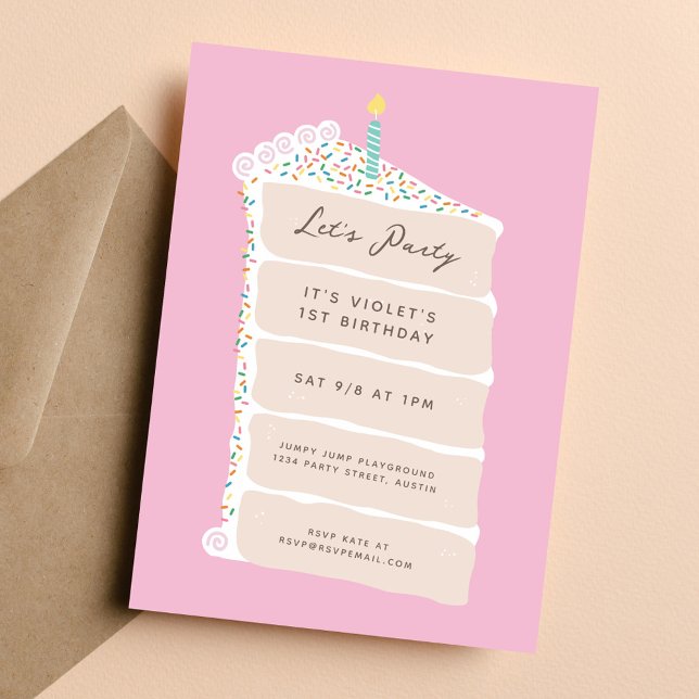 Convite Festa de aniversário De Bolo Vanilla (Criador carregado)