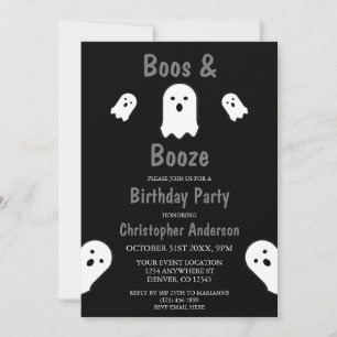 Convite Festa de aniversário de Boos e Booze Halloween