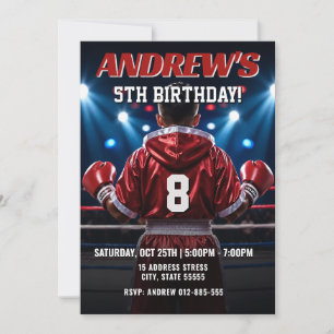 Convite Festa de aniversário de boxe personalizada