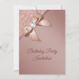 Convite Festa de aniversário de brilho Dourado e Rosa
