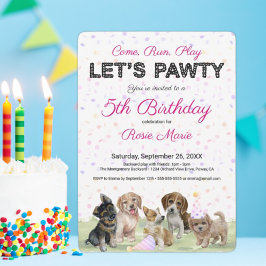 Convite Festa de Aniversário de Cachorrinho Rosa Personali