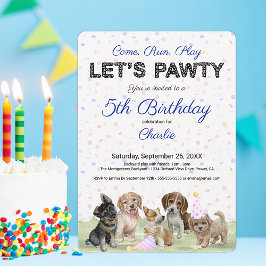 Convite Festa de Aniversário de Cachorro Azul Personalizad