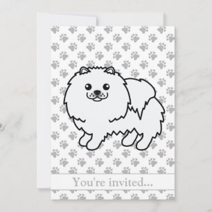 Convite Festa de aniversário de Cachorro Branco Pomeranian